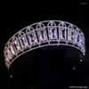 Hårklipp kungliga europeiska överdimensionerade zirkonbrudar kronor tiaras glittrande kristallhuvudstycken bröllopstillbehör prom smycken gåva