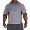 Mężczyźni S T SHIRTS MĘŻCZYZNA SAWA BATWING SZTAJNA Koszula Mężczyzna O szyja bawełniana salika na siłownię noszenie fitness zużycie oddychania kulturystyka trening mięśni Top 230302