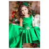 car dvr Girl'S Pageant Dresses Vintage Emerald Green High Low Girls Ruffles A Line Kids Birthday Party Wear Charming Child Communion Gowns D Dhwaf