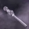 Pipe à main droite de 7 pouces, tuyau de brûleur à mazout en verre transparent Pyrex épais et capiteux avec grande double boule