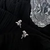 Boucles d'oreilles en argent liquide en forme d'amour pour femmes, accessoires élégants et compacts, bijoux de personnalité