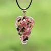 Colliers pendentifs Tourmaline Orgonite Collier Crystal Heart Cristaux de guérison pour la protection Emf Violet Flame Orgone GeneratorPendentif