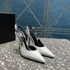 Spilla da balia Slingback in vitello verniciato Décolleté in pelle scarpe altissime con tacco a spillo Sandali a punta sandali da donna Designer di lusso Scarpe eleganti Calzature da sera 01