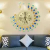 Wall Clocks Iron Modern Wall Clock Large 3D Peacock Shape Non Ticking Silent Clock For Living Room Decor Non-Ticking Kitchen Wall Clocks 230303