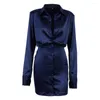 Casual Dresses Shirt For Women Long-sleeved Dress Shoulder Pads Sexy Slim Bag Hip Short Skirt Temperament Women's Clothing