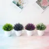 装飾的な花1pcカラフルな人工植物盆栽小さな木の草ポットフェイクシミュレーションプラスチックアレンジメントホームデコレーション飾り