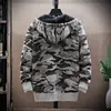 Hoodies masculinos moletom tendência inverno lã camisola cardigan camuflagem jaqueta magro na moda com capuz 230302