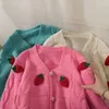 Maglieria da donna Cardigan stile dolce Tridimensionale fragola allentato sottile monopetto maglione da donna a maniche lunghe Sueter Mujer