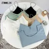 Bustiers korsetter Crop Top Femme Underwear Spaghetti Strap Summer Ice Silk Women's Tube Tops Corset Slim Backless Wrap Chest Sexig underkläder