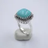 Cluster Rings Pure 925 Sterling Silver With Prong Set Natural Cushion Turquoise Ring For Woman Size From 5 To 12