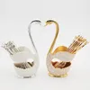 Forks Swan Fruit Dessert Coffee Spoon Holder Hollow European Home Party Decoration Living Room Kitchen Tableware 230302