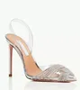 Aquazzura Gatsby vrouwen hoogwaardige sandalen schoenen top slingback luxe kristal wervelingen pvc toocaps pumps puntige teen dame feest bruiloft hoge hakken 0fy4