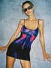 Vestidos casuais BOOFEENAA Fashion Sexy Club Mini vestido 3D Body Print Cami Vestidos sem costas Bodycon para mulheres Streetwear Y2k Outfits C16-BZ13 230302