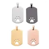 Pendant Necklaces Drop Stainless Steel Polished Hollow Dog Pet Print Tag Necklace With 20" Chain 4 Colors