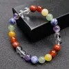 Colorful Natural Crystal Stone Beaded Strands Elastic Charm Bracelets For Men Women Handmade Yoga Jewelry