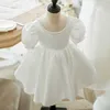 Girl's jurken 2023 Witte prinsesjurk voor kinderen meisje kinderen kralen baljurken babymeisjes feestkleding peuters 1e verjaardag doopvestidos w0224