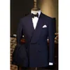 Abiti da uomo blazer classici smoking da sposa da sposa blu navy blu blu per la festa del ballo a doppio petrolio Slimt fit da uomo pantaloni giacca blazer 2 pezzi 230303