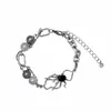 Charm Bracelets Punk Black Crystal Spider Bracelet Fashion Glass Stone Beads Stainless Steel Chain For Women Jewelry