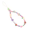 Keychains 2023 Simple Bohemian Letter LOVE Beaded Anti-lost Mobile Phone Chain Key Color Cute Fruit Soft Pottery Lanyar