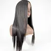 Syntetiska peruker peruk kvinnlig svart medium split långt rakt hår hög temperatur Silkmekanism fullt huvudtäckning 230303