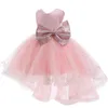 Girl's Dresses 2022 New Summer Girls Cosplay Bow Tulle Dress Princess Kids Carnival Party Dress Wedding Birthday Vestidos 2-10 Years Old W0224