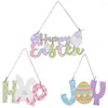 Party Decoration 2023 Happy Spring Letter Wooden Color Painting Easter Egg Joy Pendant Festival DIY Home Ornaments Decorations