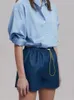 Shorts femininos Mulheres elásticas da cintura contraste de couro faux Spring Spring Summer 2023 Lady Casual Solid Color