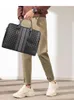 Briefcases Luxury Weave Cow Genuine Leather Business Men's Briefcase Shoulder Bag Men Messenger Laptop Computer 15.6 Inch DesignerBriefc