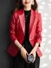 Women's Leather 2023 Spring Chic And Elegant Woman Coat High-Quality Fashion One Button Turndown Collar Women'S Jacket Z310