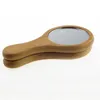 Natural Wood Mirror Wooden Short Handle Mirror Vintage Portable Compact Makeup Hand Held Mirrors Wedding Party Favor Gift Espejo De Madera Natural Con Corto