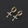 Jewelry earring dangle chandelier Silver needle inlaid with zirconium cross earrings Men's and women's earrings Street trendy hip-hop rap for men and women