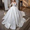 Luksusowe suknie balowe suknie ślubne długie rękawy V Cekiny szyi aplikacje koraliki koronkowe marszki diamenty błyszczące sukienki ślubne plus niestandardowe rozmiar Vestido de novia