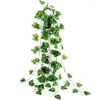 Decorative Flowers 2/2.4 M Green Silk Artificial Hanging Ivy Leaf Garland Plants Vine Grape Leaves 1Pcs Home Bathroom Decoration Garden