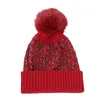 ベレー帽の女性編み冬のファッションシルバー印刷帽子hairball raccoon暖かいスキーハットと耳のカバー