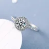 Cluster Rings 0.5-3CT Moissanite Ring Diamond Engagement Rhodium Plated Sterling Silver Promise Wedding Band For Women