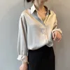 女性のブラウスシャツbgteeverワークフルスリーブステインシャツを着る女性ターンダウンカラー秋ブラウス