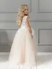 Girl's Dresses Gaun Komuni Panjang Pertama Murah Gaun Gadis Bunga Tulle Berkilau Putri Gaun Pesta Ulang Tahun Pernikahan Gaun Bola Renda W0224