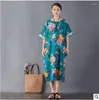 Casual Dresses Top Brand Butterfly Summer Flower Cotton And Linen Loose Dress High Quality