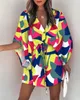 Mode manches chauve-souris imprimé à lacets Mini robe pour femmes Sexy col en v décontracté ample Boho vacances robes courtes femme été