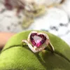 Cluster Rings H630 Fine Jewelry Real 18K Rose Gold AU750 Natural Red Tourmaline Gemstone 1.76ct Female For Women Ring