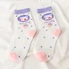 Mulheres meias leite rosa urso algodão lolita japonês harajuku morango branco flor moda macia happy sockings