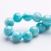 Braccialetti con perline rotonde in cristallo elasticizzato con gemme di Larimar blu naturale autentico a goccia per donna uomo 10 mm