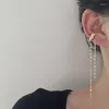 Orecchini con clip coreana a forma di cerchio aperto su orecchini con piercing finto, polsino con nappa a catena lunga per gioielli di moda da donna