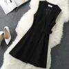 Casual Dresses 3XL! Kvinnor Winter Woolen Dress Office Lady ärmlös V-ringning Slim Vest Wool Blends