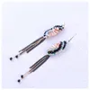 Dangle Earrings Fashion Crystal Drop For Women Gold Plated Ear Hook Statement Handmade Beaded Trendy Tassels 3392