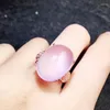 Klusterringar per smycken Natural Real Rose Quartz Ring 925 Sterling Silver 11ct Big Gemstone J912236