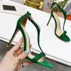 2023 Designer Luxe Coloré Strass Sandales Femmes Cuir Argent Or Vert Élégance Chaussures Printemps Été Dame Mode Évidé Stiletto Talons Hauts Sandale