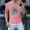 Men's T-Shirts Light Luxury Fashion Brand T-shirt Men's Short Sleeve High-end European Letter Slim Fit Cotton Fashion Men's Half Sleeve Summer