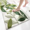 Carpets Bath Mat Rug Water Absorbent Soft Bathroom Floor Mats Rubber Non-Slip Carpet Machine Washable Green Leaves