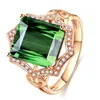 Ringos de cluster Emerald Gemtones para mulheres Citrino Amethyst Sapphire Crystal Zircon Diamonds Anilos Luxury Jewelry Cocktail Party Ring